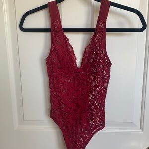Victoria’s Secret red lace bodysuit